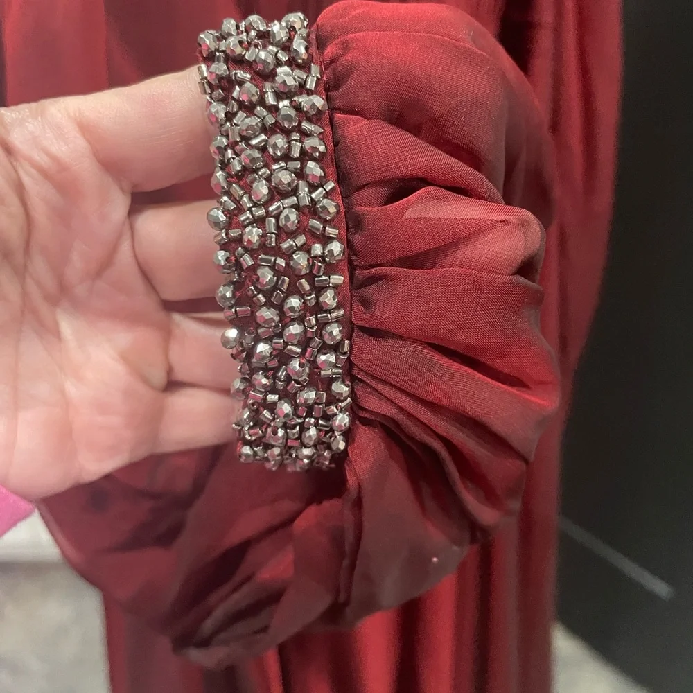 Mac Duggal Burgundy Red Maxi Evening Gown - Picture 9 of 10